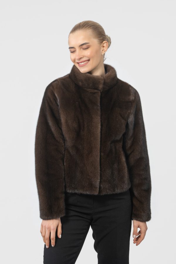 Short Brown Mink Fur Jacket