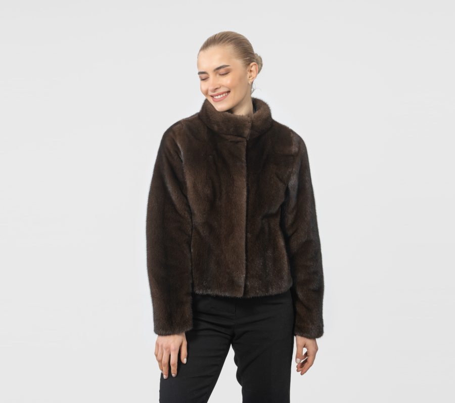 Short Brown Mink Fur Jacket