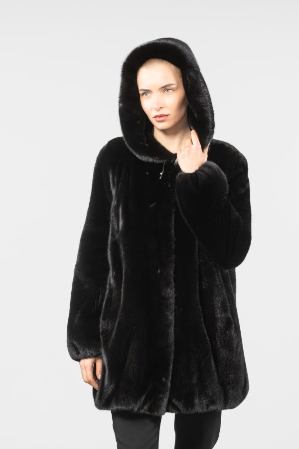 Oversized Black Mink Fur Jacket