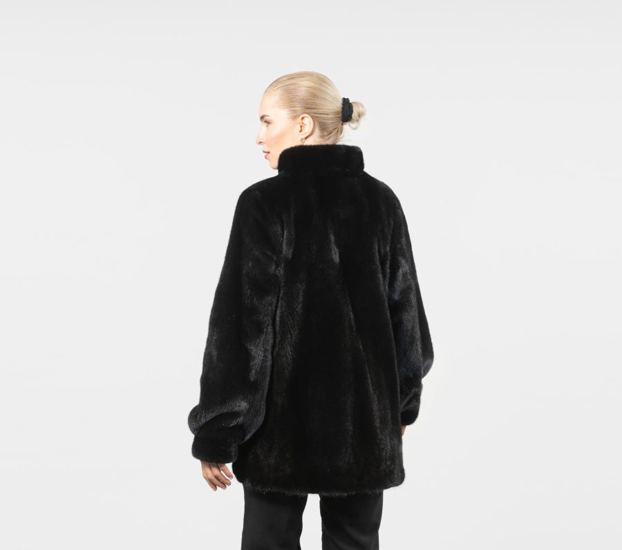 Asymmetrical Short Mink Fur Jacket