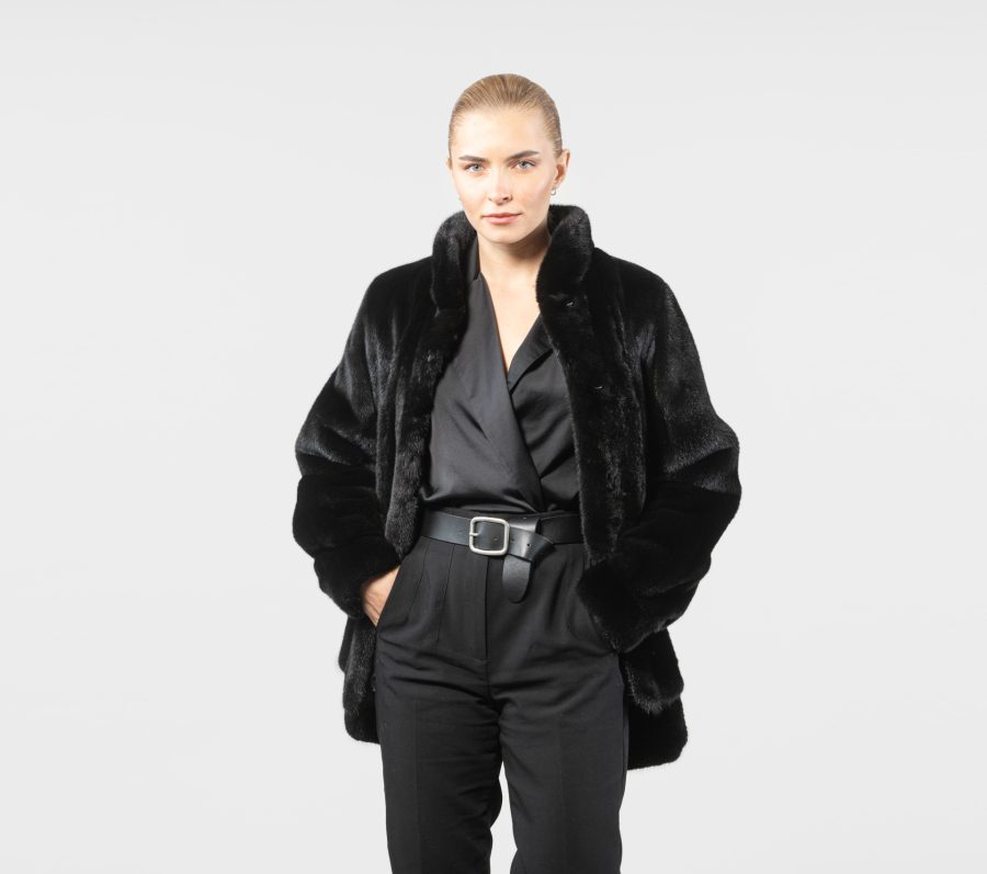 Asymmetrical Short Mink Fur Jacket