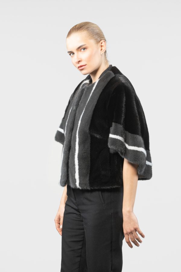 Mink Fur Jacket With White Stripes