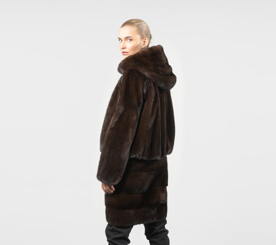 Mahogany Mink Fur Coat With Adjustable Length