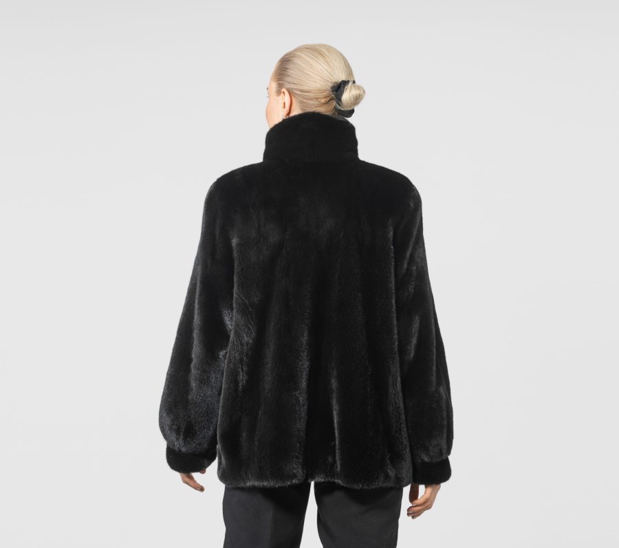 Zip-Front Mink Fur Jacket