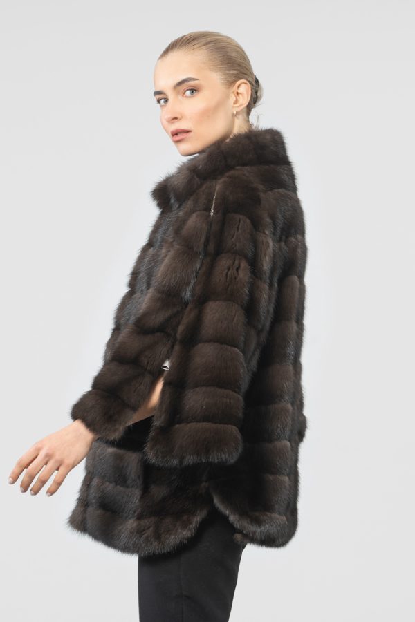 Sable Fur Jacket With Zip Sleeves