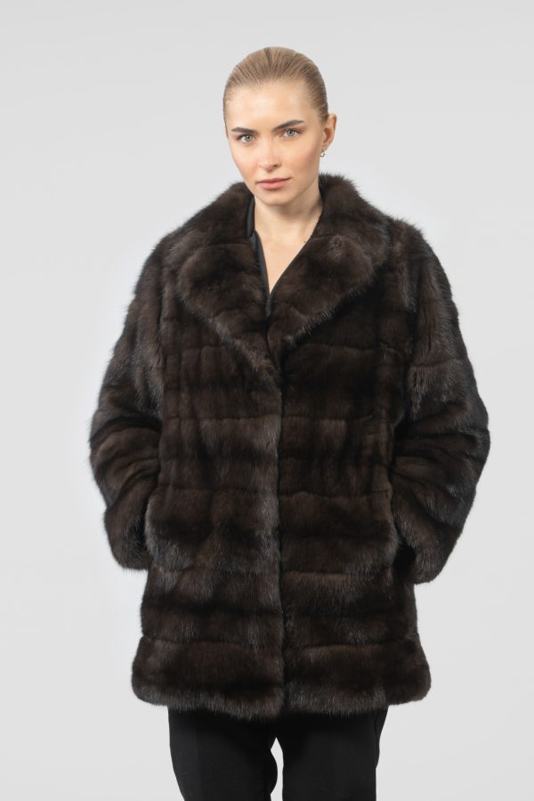 Sable Fur Jacket With Notched Collar