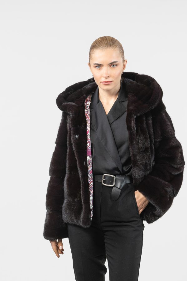 Dark Crimson Mink Fur Jacket