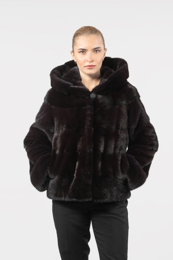 Dark Crimson Mink Fur Jacket