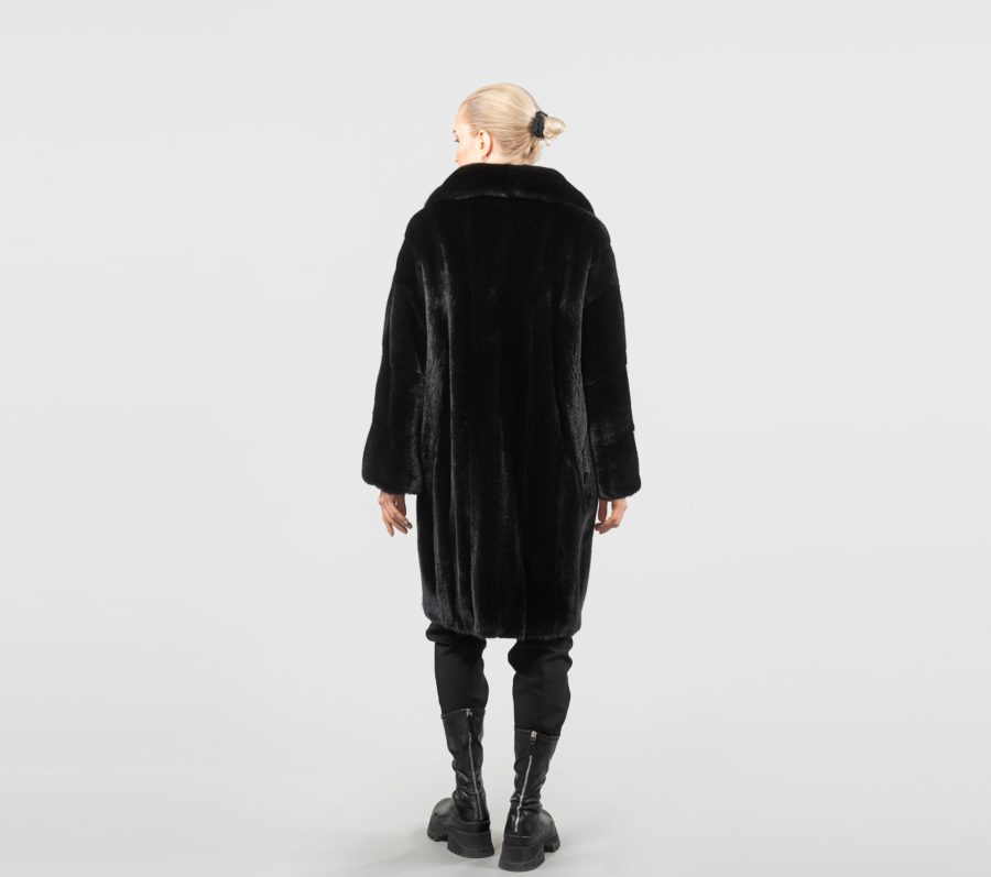 Black Belted Mink Fur Coat