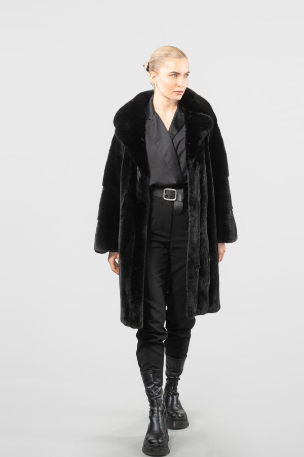 Black Belted Mink Fur Coat