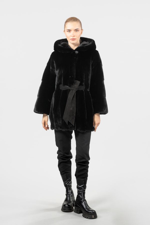 Belted Blackglama Mink Fur Jacket