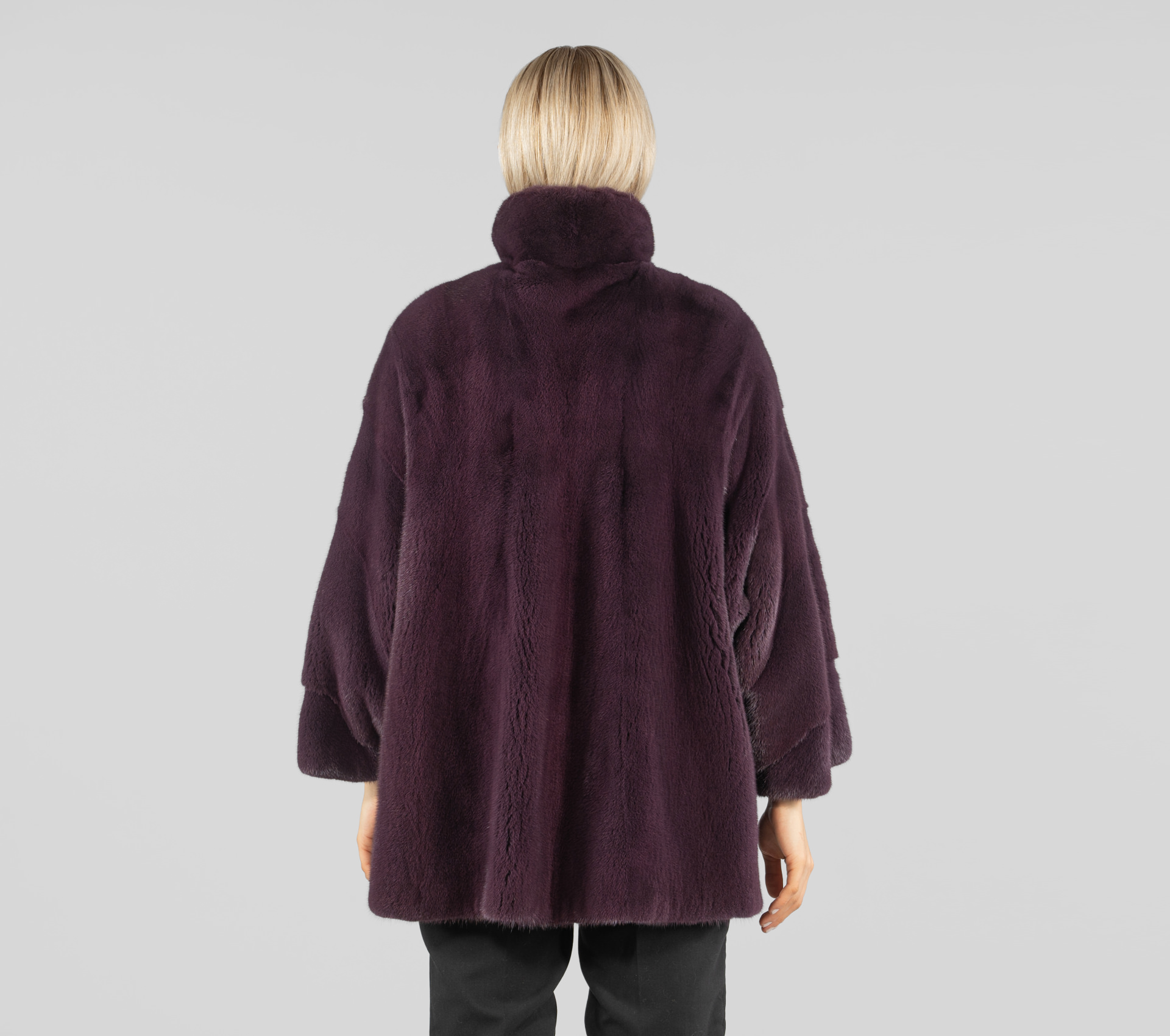 Purple 3/4 Sleeves Mink Fur Jacket - 100% Real Fur - Haute Acorn