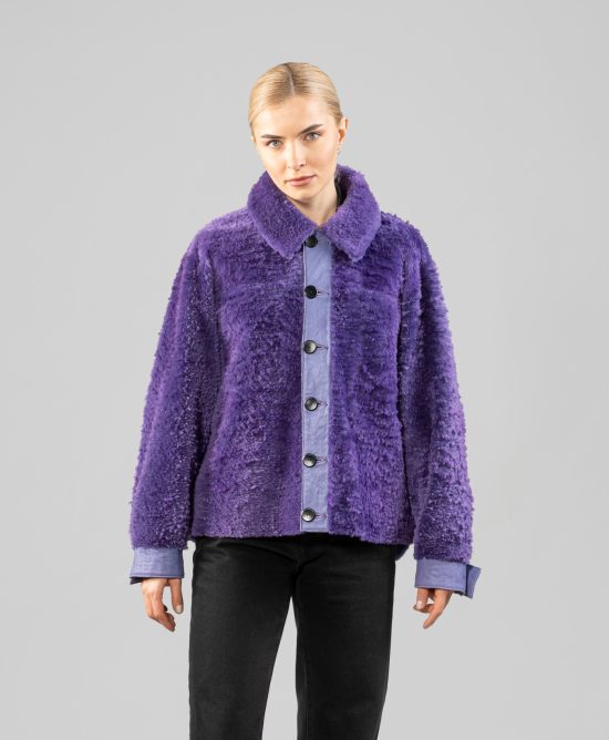 Reversible Purple Shearling Jacket