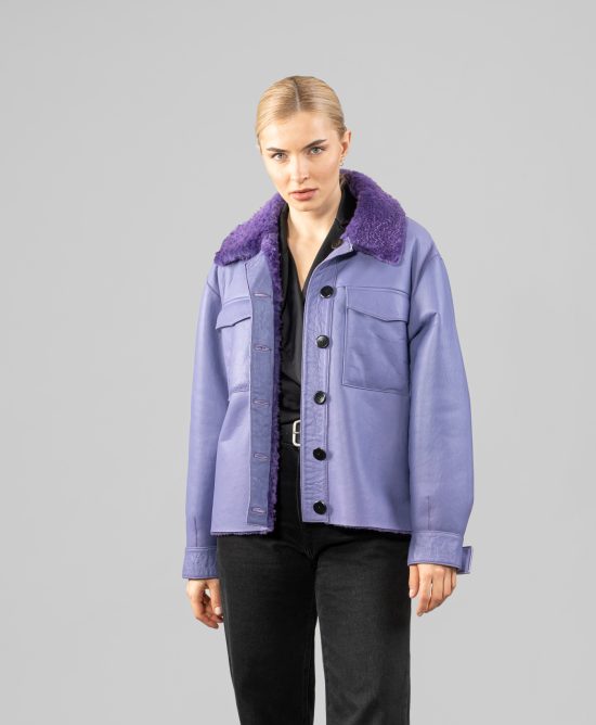 Reversible Purple Shearling Jacket