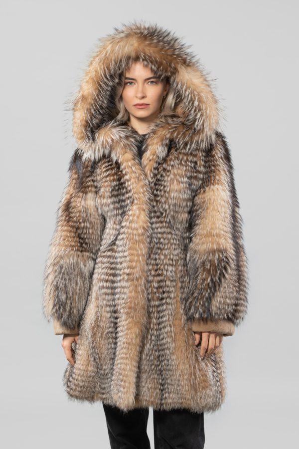 Gold Fox Fur Jacket With Hood