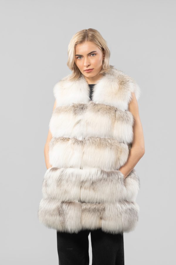 Horizontal Layer Fox Fur Vest