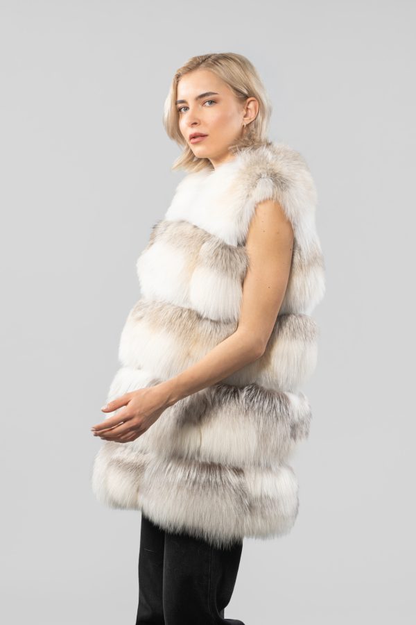 Horizontal Layer Fox Fur Vest