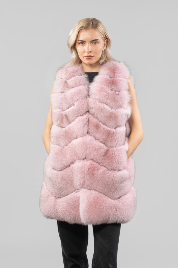 Pink Horizontal Fox Fur Vest