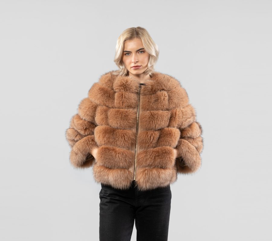 Horizontal Layer Fox Fur Jacket