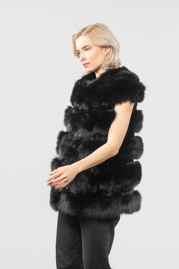 Black Fluffy Fox Fur Vest