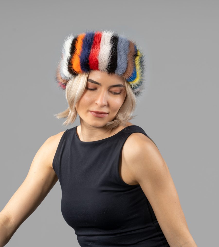 Multicolor Mink Fur Headband