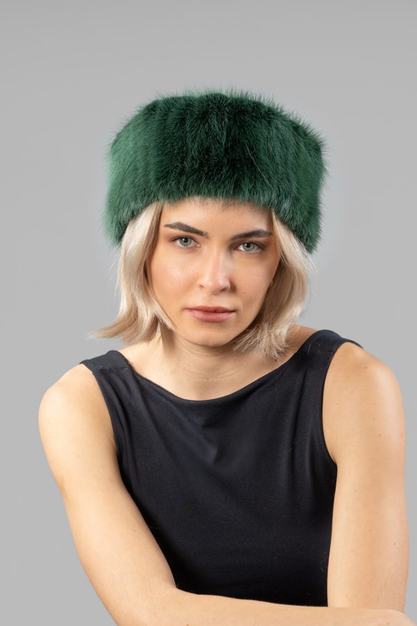 Green Mink Fur Headband
