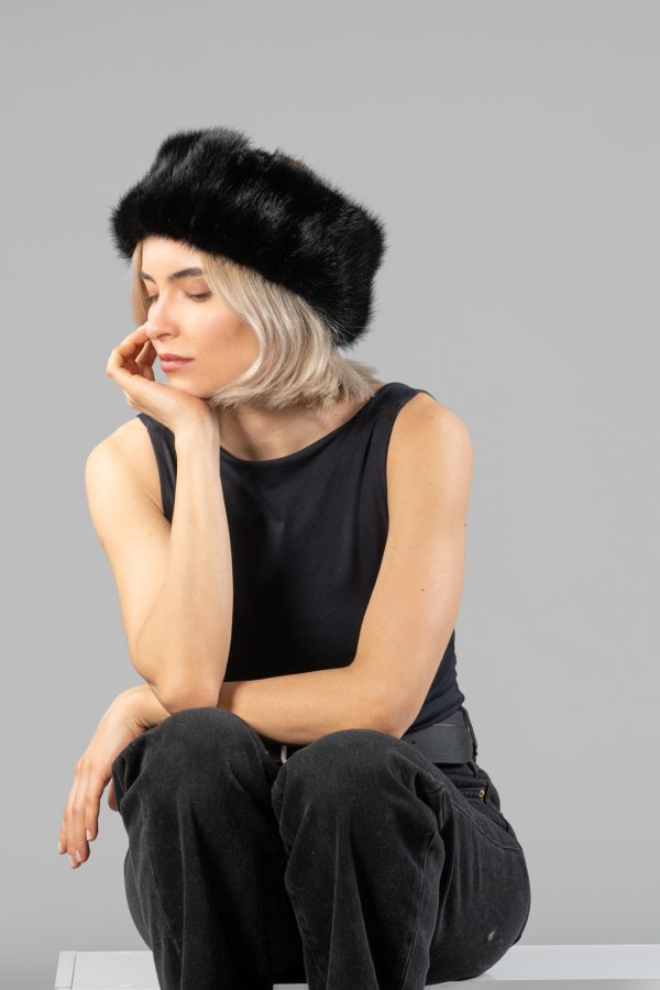 Black Mink Fur Headband