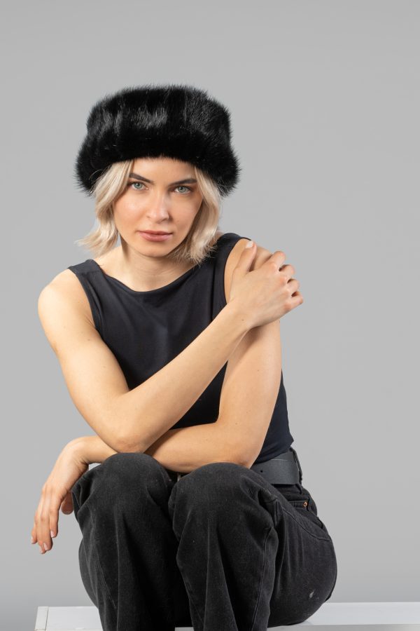 Black Mink Fur Headband