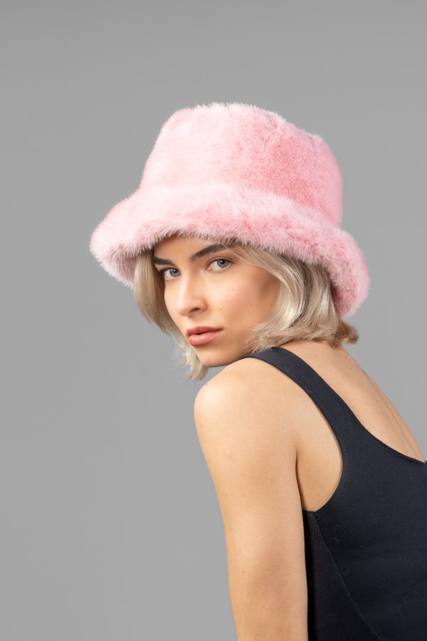 Light Pink Mink Fur Bucket Hat