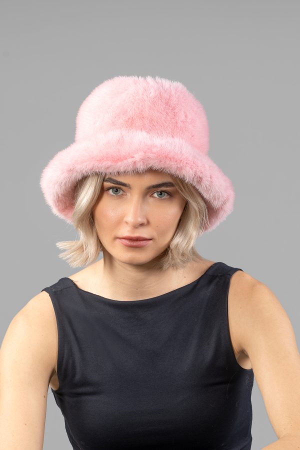 Light Pink Mink Fur Bucket Hat