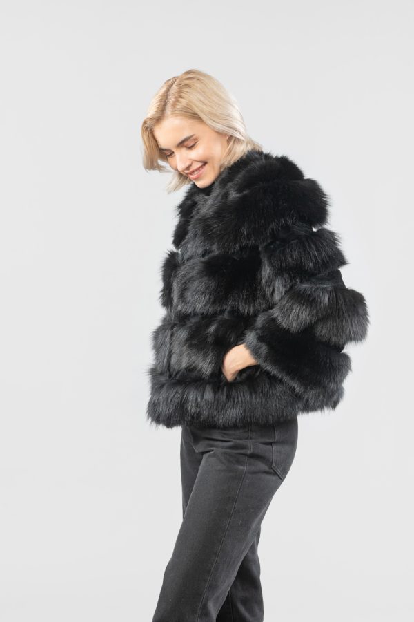 Short Black Fox Fur Jacket