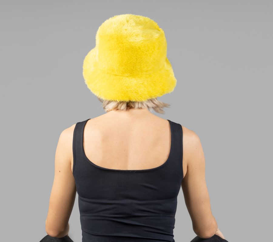 Yellow Mink Fur Bucket Hat