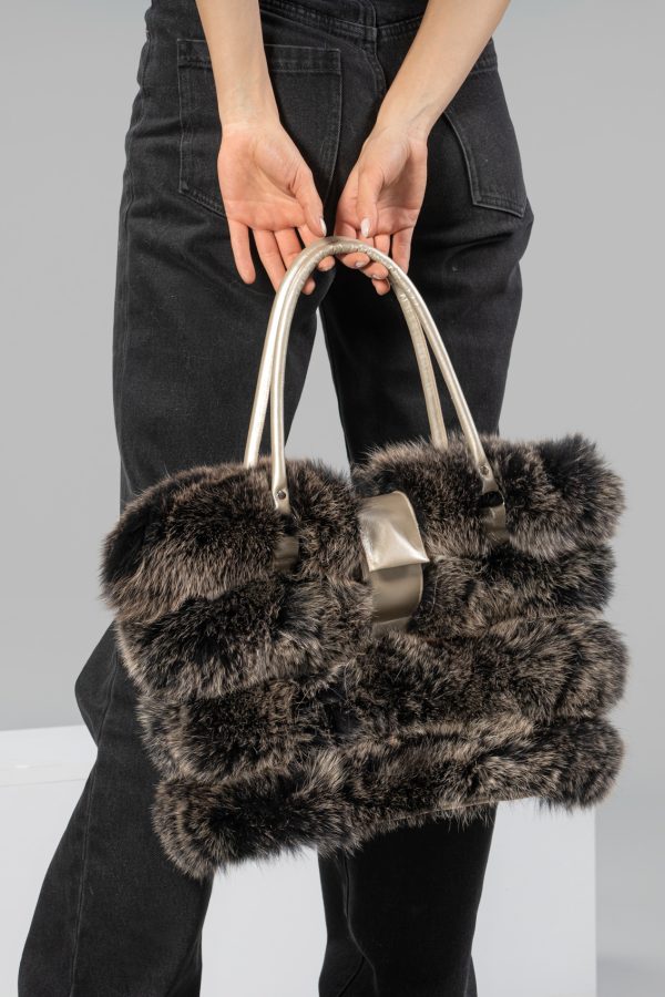 Fox Fur Handbag With Beige Details