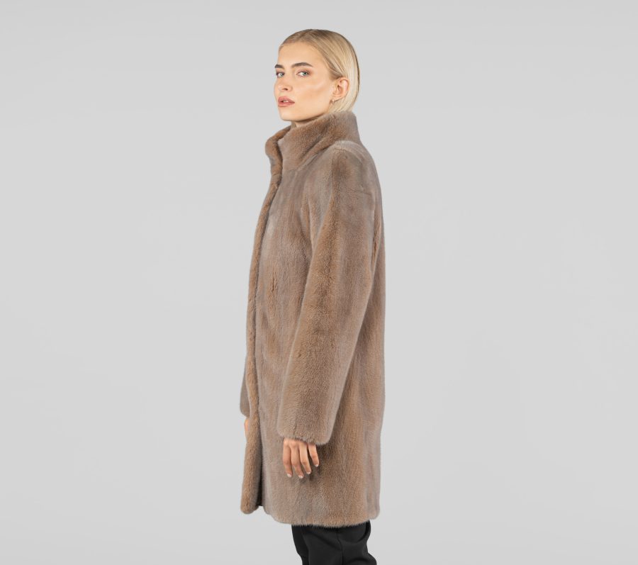 Full Pelts Taupe Mink Fur Jacket - 100% Real Fur - Haute Acorn