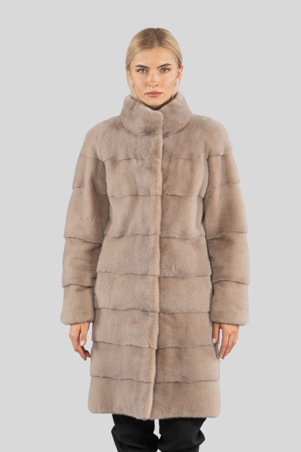 Beige Horizontal Mink Fur Coat