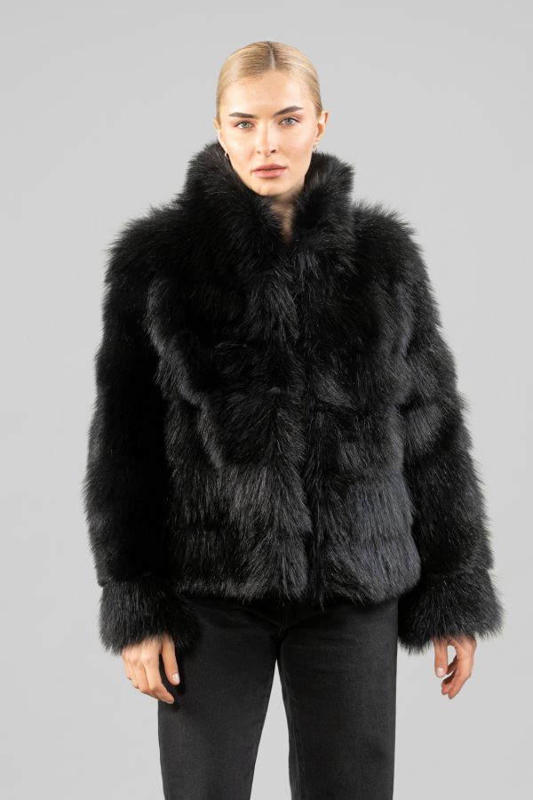 Black Horizontal Raccoon Fur Jacket