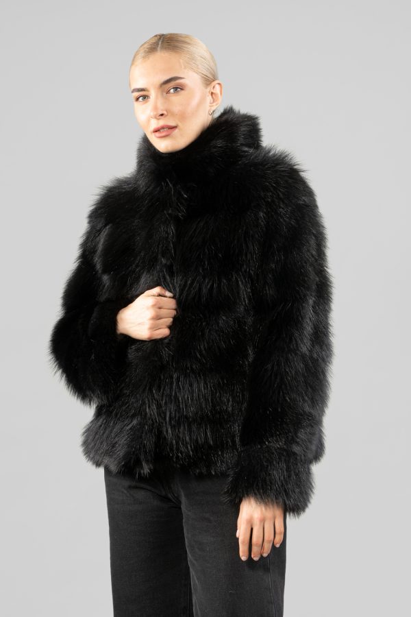 Black Horizontal Raccoon Fur Jacket