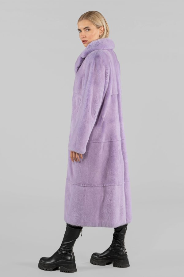 Lilac Long Mink Fur Coat
