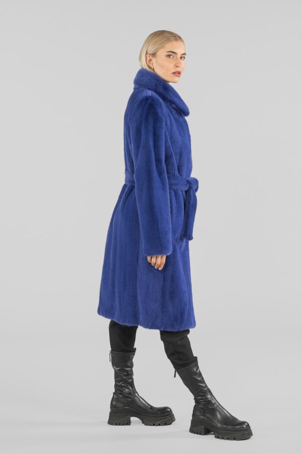 Electric Blue Mink Fur Coat