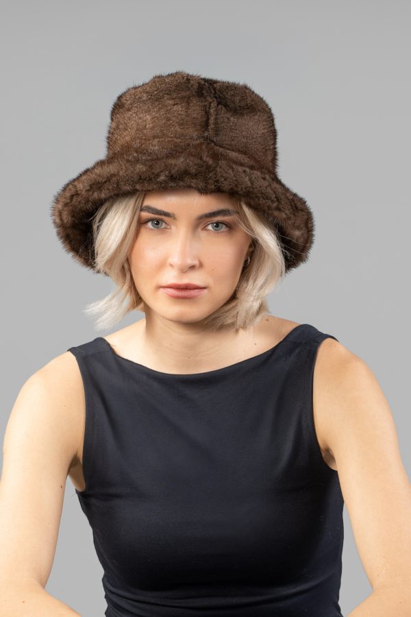 Brown Mink Fur Bucket Hat