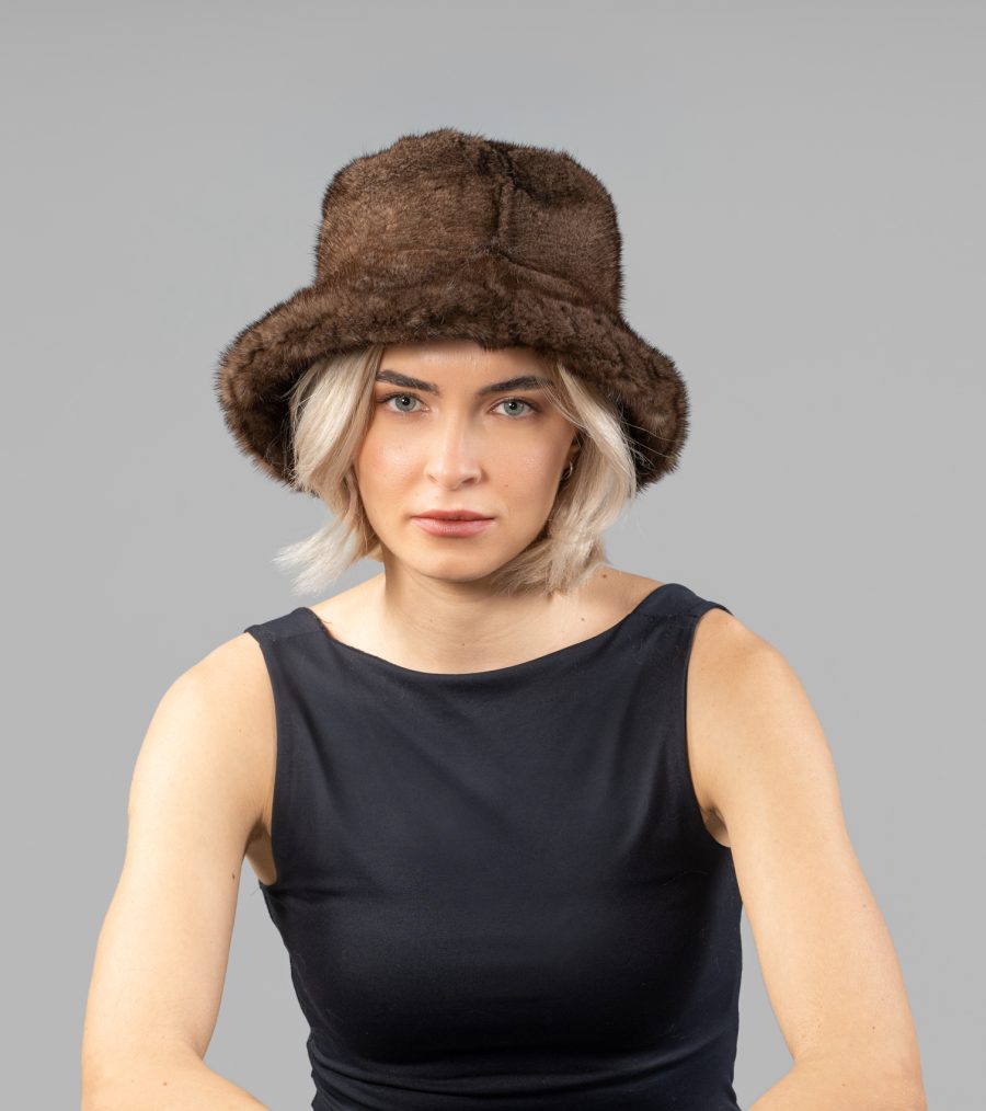 Brown Mink Fur Bucket Hat