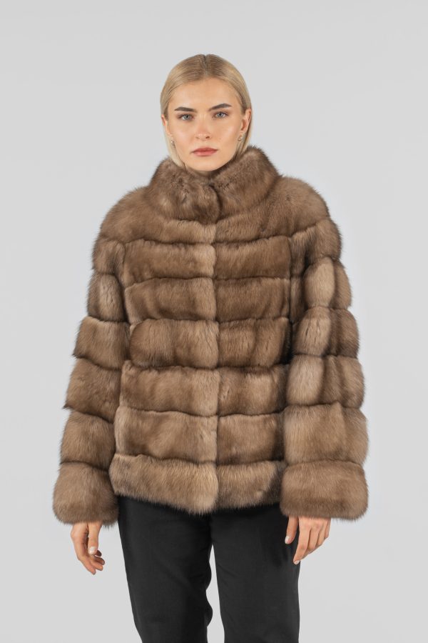 Horizontal Layer Sable Fur Jacket