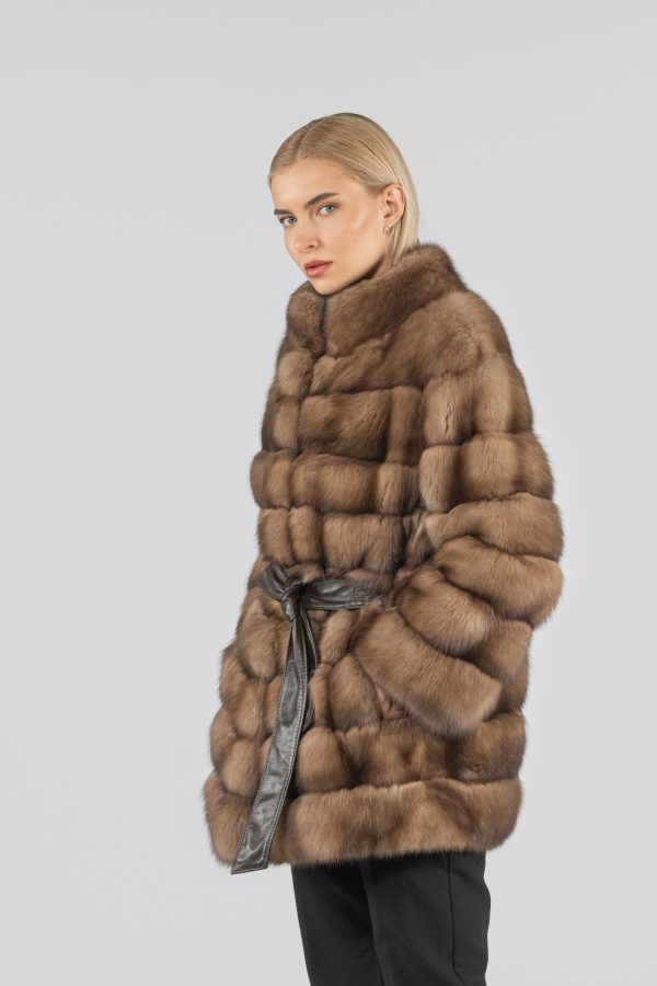 Sable Fur Jacket With Leather Belt