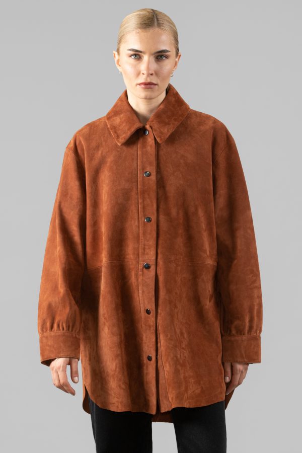 Cinnamon Suede Shirt Jacket