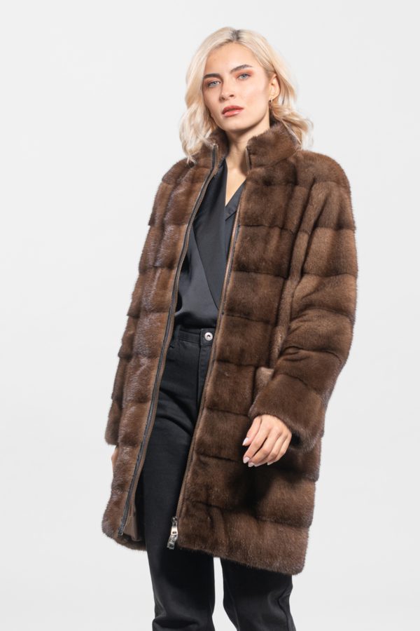 Demi Buff Horizontal Mink Fur Jacket