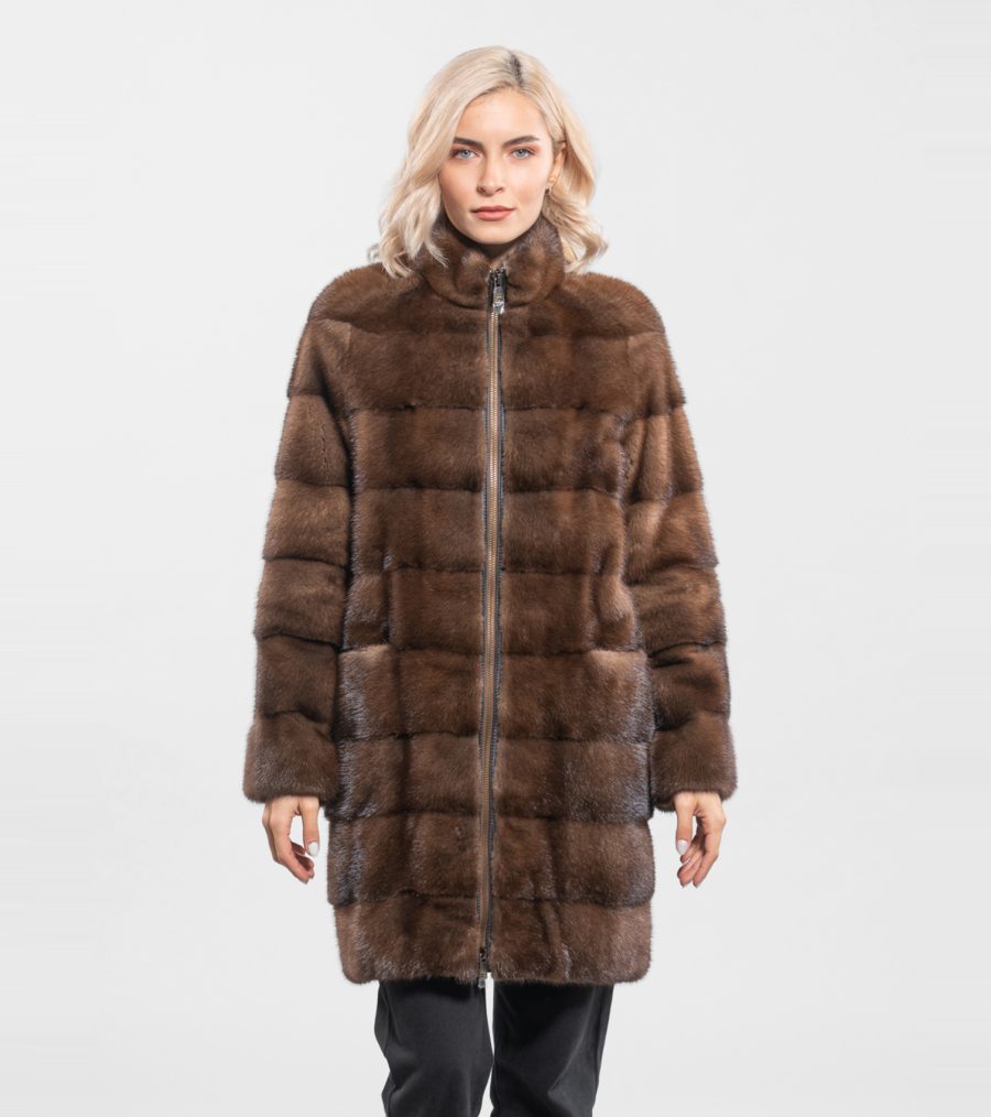 Demi Buff Horizontal Mink Fur Jacket - 100% Real Fur