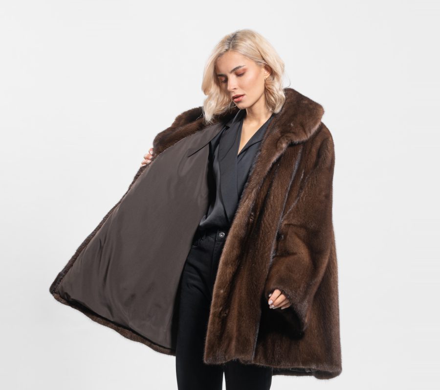Oversized Mahogany Mink Fur Jacket