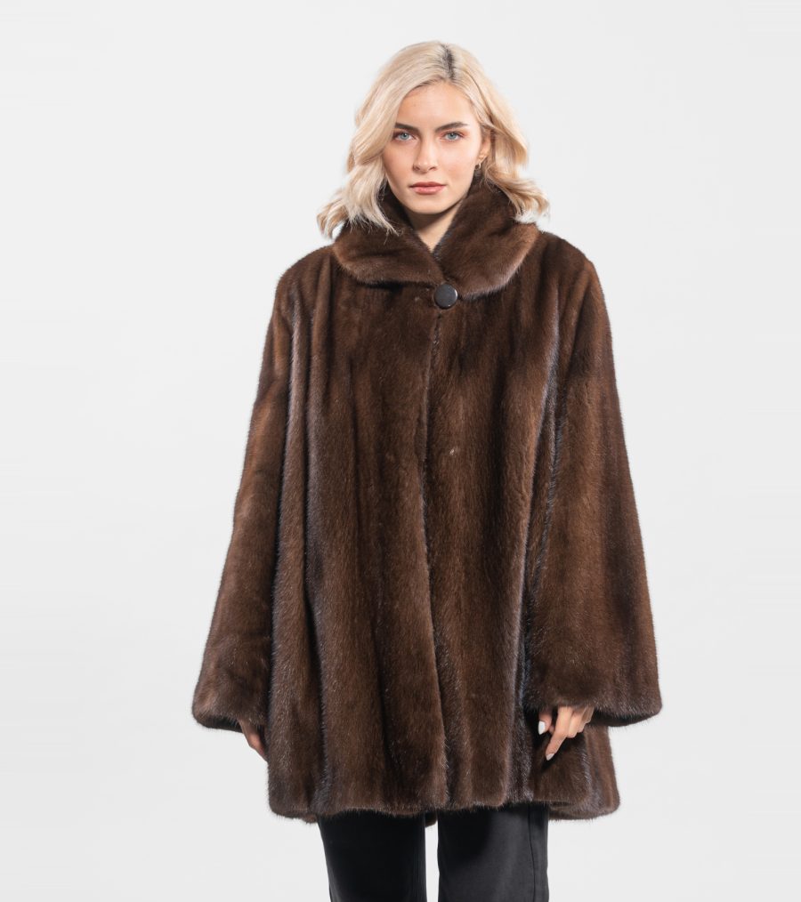 Oversized Mahogany Mink Fur Jacket - 100% Real Fur
