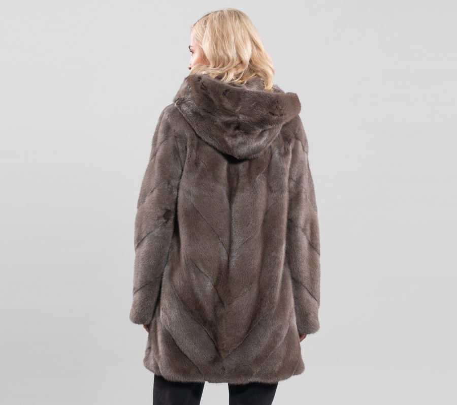 Layered Design Mink Fur Jacket With Hood