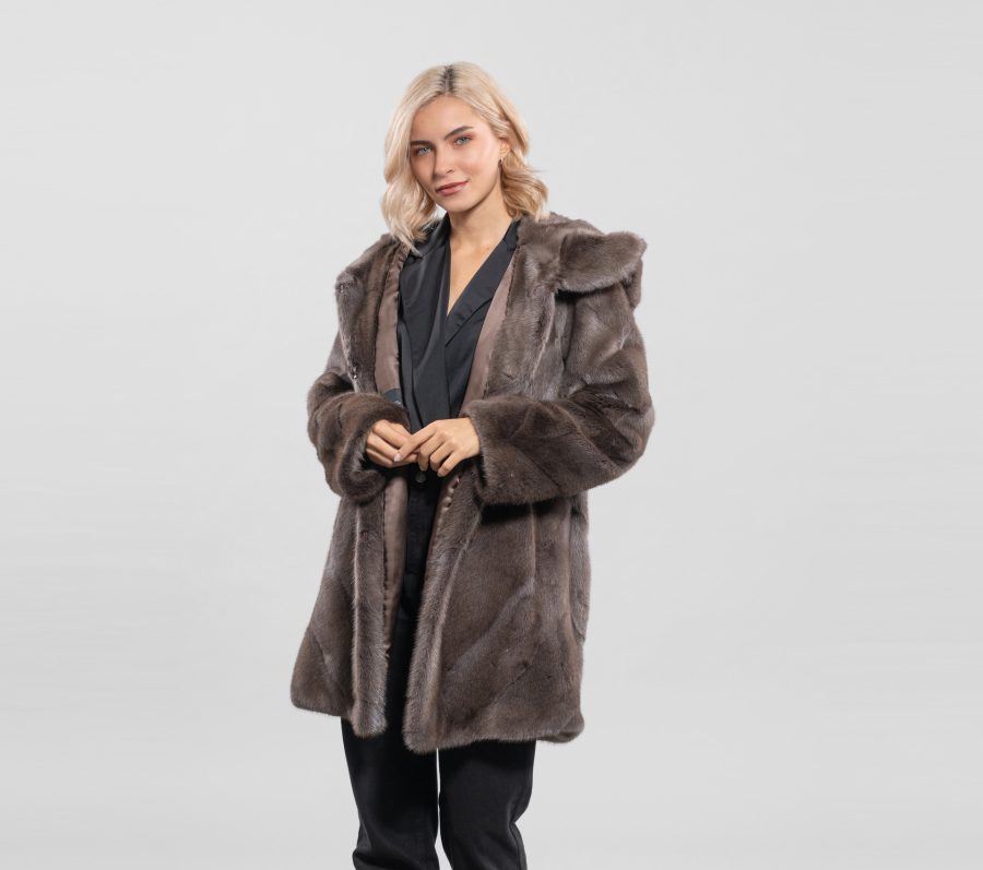 Layered Design Mink Fur Jacket With Hood